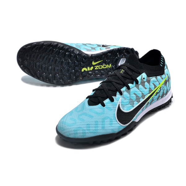 Botas de fútbol Nike Zoom Mercurial Vapor 15 Elite Turf TF para niños, color azul claro y negro