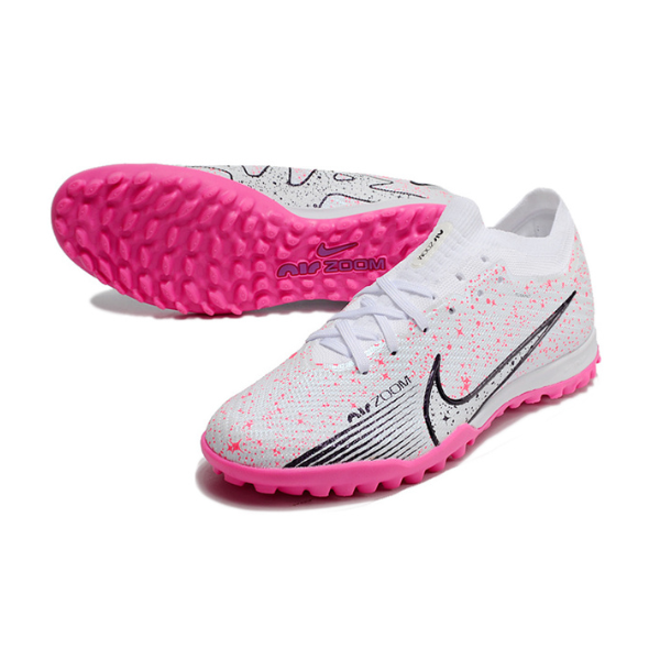 Nike Zoom Mercurial Vapor 15 Elite White and Pink Turf TF Kids Football Boot