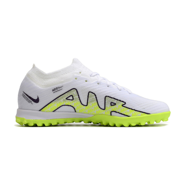 Botas de fútbol Nike Zoom Mercurial Vapor 15 Elite Turf TF para niños, color blanco y verde