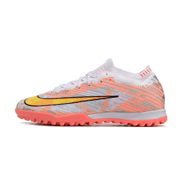 Nike Zoom Mercurial Vapor 15 Elite Silver and Orange Turf TF Kids Football Boot