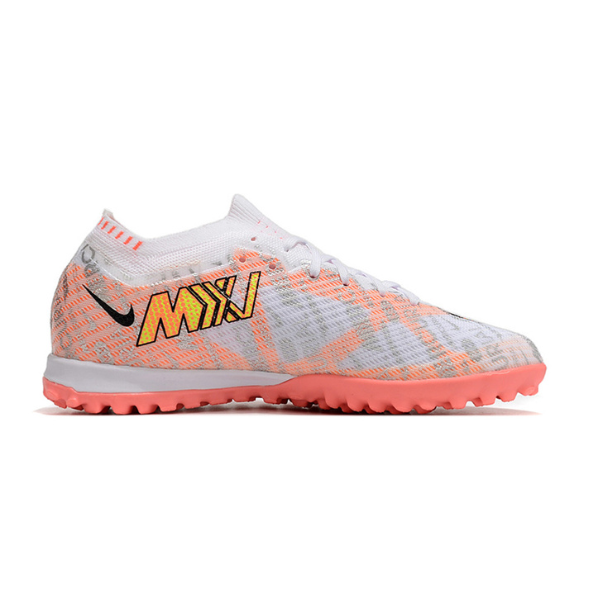 Nike Zoom Mercurial Vapor 15 Elite Silver and Orange Turf TF Kids Football Boot