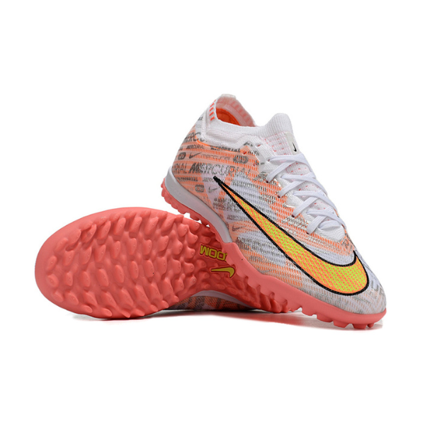 Nike Zoom Mercurial Vapor 15 Elite Silver and Orange Turf TF Kids Football Boot