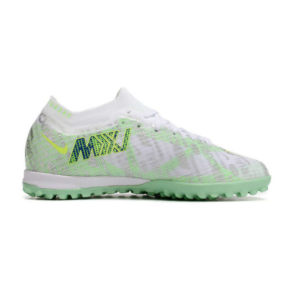 Botas de fútbol Nike Zoom Mercurial Vapor 15 Elite Turf TF para niños, color plata y verde