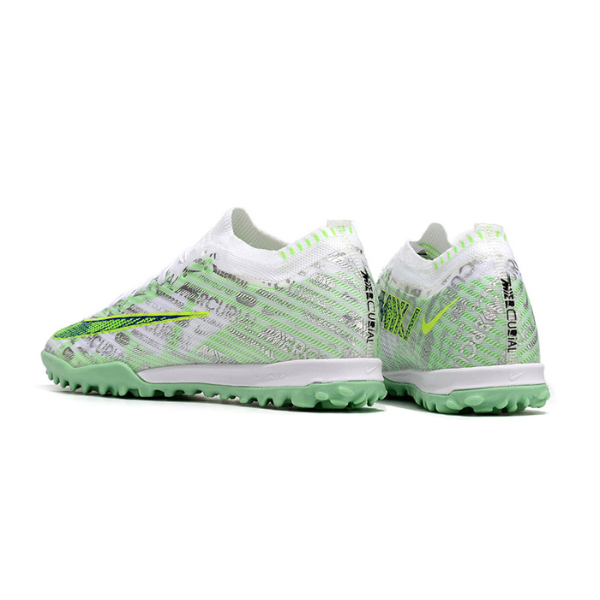 Botas de fútbol Nike Zoom Mercurial Vapor 15 Elite Turf TF para niños, color plata y verde