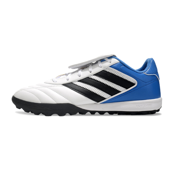 Botas de fútbol Adidas Copa Gloro II Turf TF en blanco, negro y azul