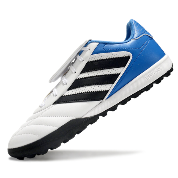 Botas de fútbol Adidas Copa Gloro II Turf TF en blanco, negro y azul