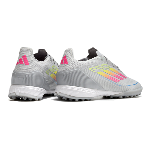 Botas de fútbol Adidas F50 Elite Turf TF gris, rosa y amarillo