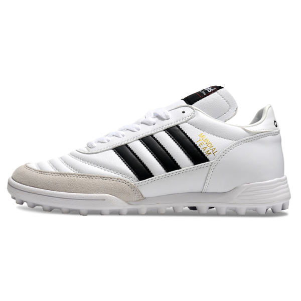 Botas de fútbol Adidas Mundial Team Turf TF blancas y negras