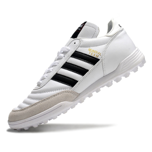 Botas de fútbol Adidas Mundial Team Turf TF blancas y negras