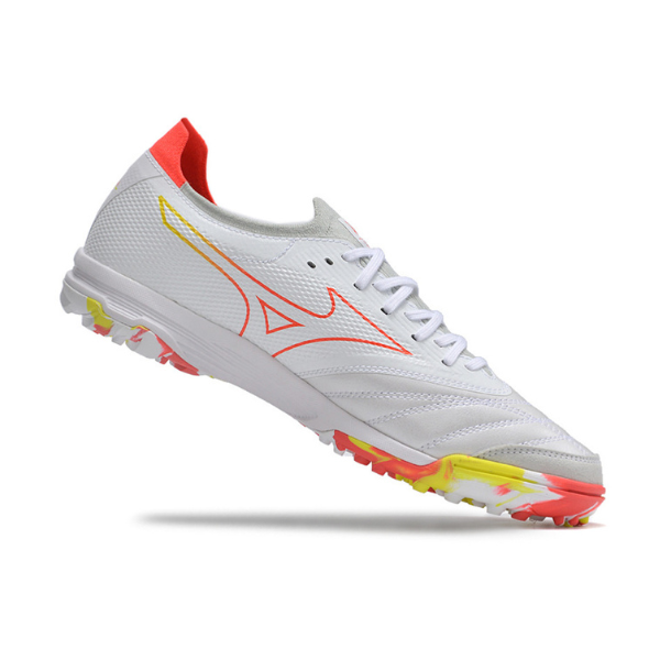 Bota de fútbol Mizuno Morelia Sala Turf TF naranja y amarilla
