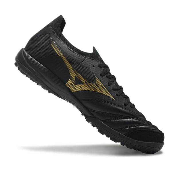 Bota de fútbol Mizuno Neo Sala Turf TF negra y dorada