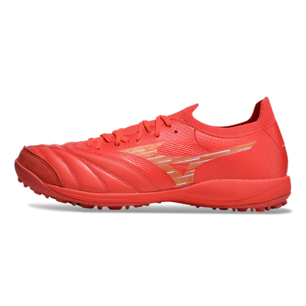 Bota de fútbol Mizuno Neo Sala Turf TF roja y amarilla