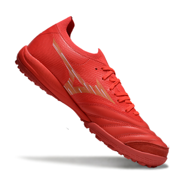 Bota de fútbol Mizuno Neo Sala Turf TF roja y amarilla