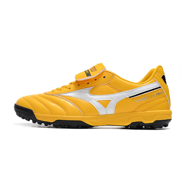 Botas de fútbol Mizuno Morelia Sala Classic Turf TF, color amarillo, blanco y negro