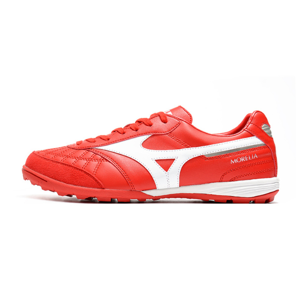 Botas de fútbol Mizuno Morelia Sala Turf TF rojas y blancas