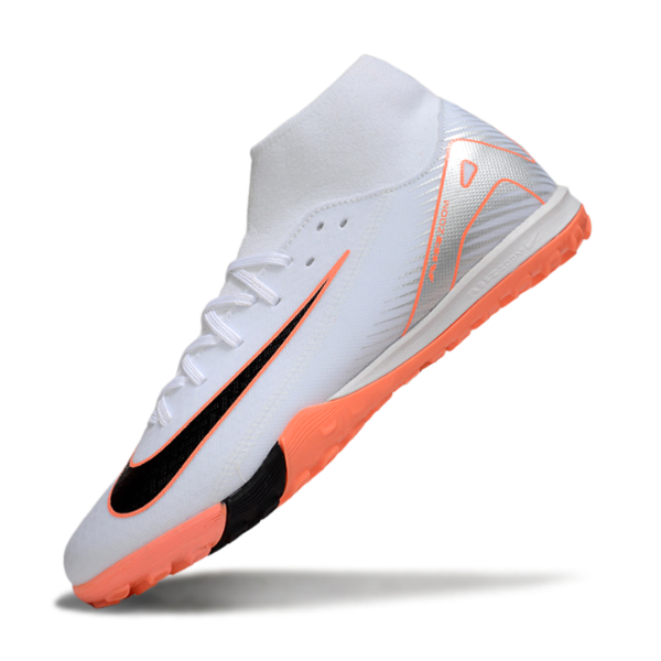 Botas de fútbol Nike Zoom Mercurial Superfly 10 Academy Turf TF blancas y naranjas