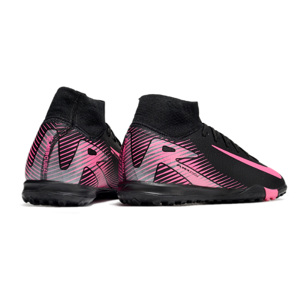 Botas de fútbol Nike Zoom Mercurial Superfly 10 Elite Turf TF negras y rosas