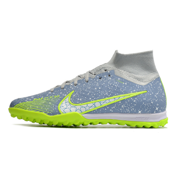 Nike Zoom Mercurial Superfly 9 Elite Gray and Green Turf TF Football Boot