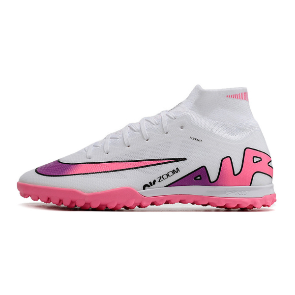 Nike Zoom Mercurial Superfly 9 Elite White Pink and Blue Turf TF Football Boot