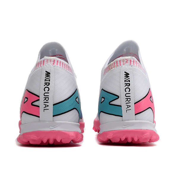Nike Zoom Mercurial Vapor 15 Elite White Pink and Blue Turf TF Football Boot