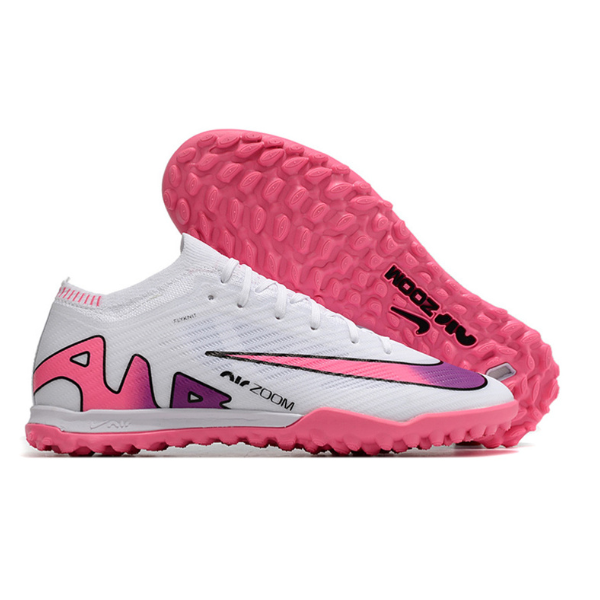 Nike Zoom Mercurial Vapor 15 Elite White Pink and Blue Turf TF Football Boot