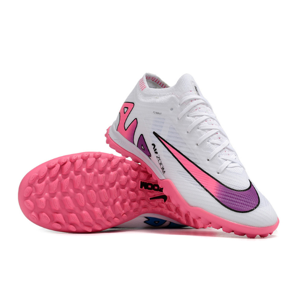 Nike Zoom Mercurial Vapor 15 Elite White Pink and Blue Turf TF Football Boot
