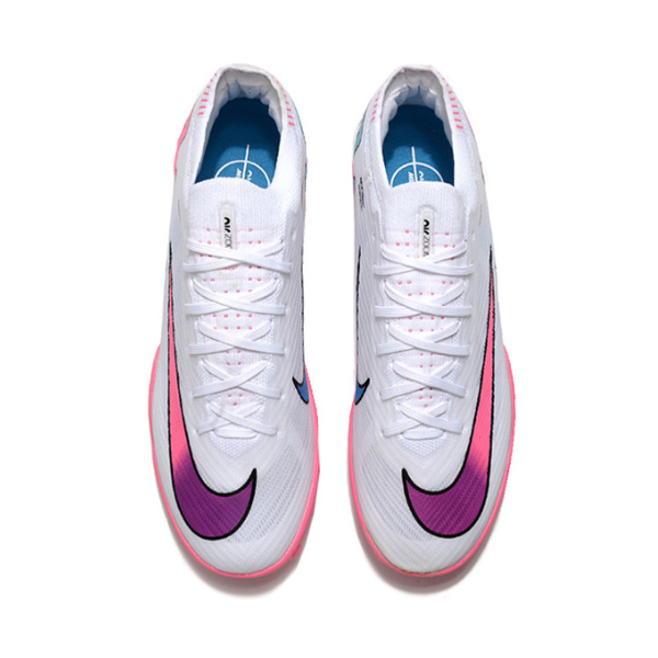 Nike Zoom Mercurial Vapor 15 Elite White Pink and Blue Turf TF Football Boot