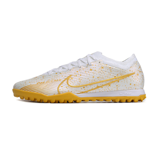 Nike Zoom Mercurial Vapor 15 Elite White and Gold Turf TF Football Boot