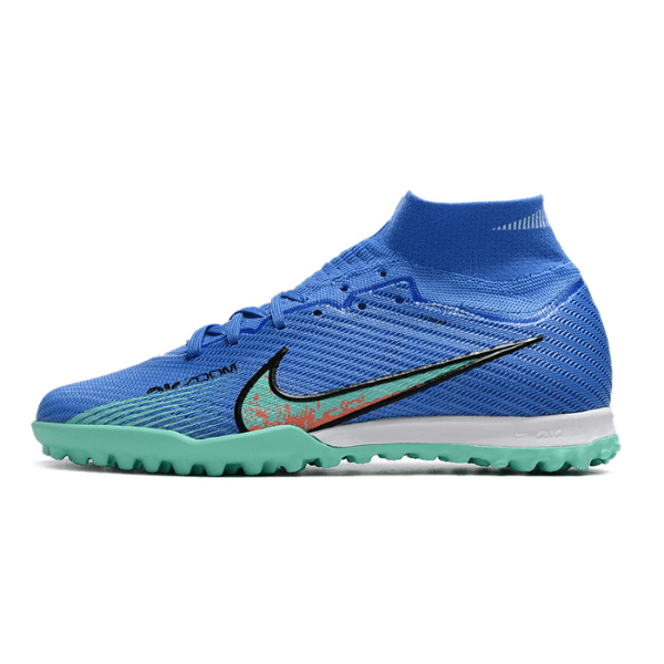 Botas de fútbol Nike Zoom Mercurial Superfly 9 Elite Turf TF azul y verde