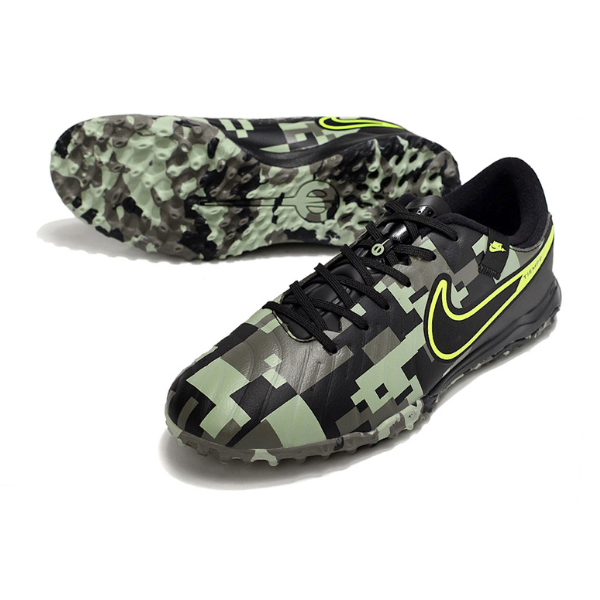 Nike Tiempo 10 Legend Academy Black and Green Camouflage Turf TF Football Boot 