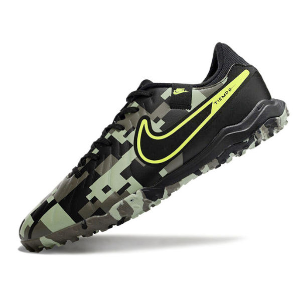 Nike Tiempo 10 Legend Academy Black and Green Camouflage Turf TF Football Boot 