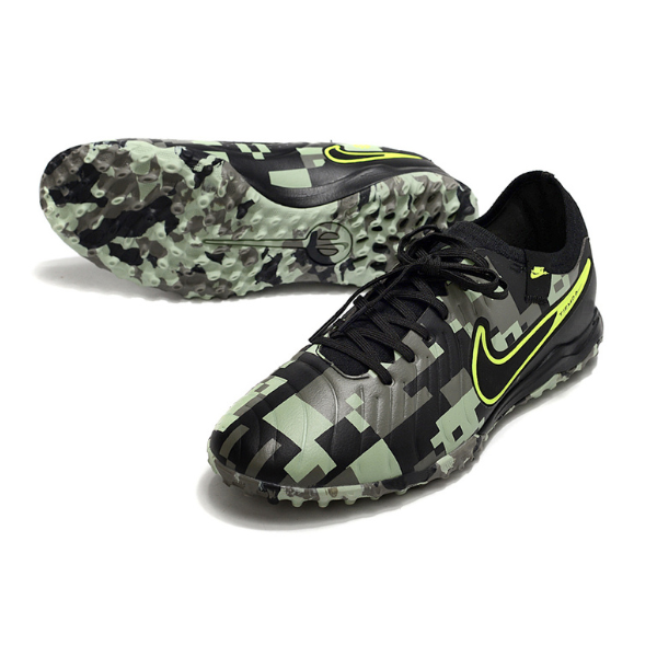 Nike Tiempo 10 Legend Pro Black and Green Camo Turf TF Football Boot