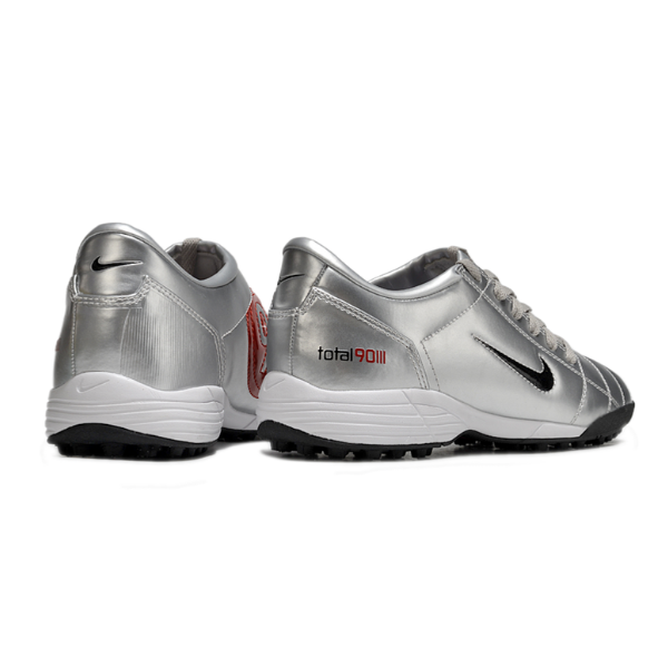 Botas de fútbol Nike Total 90 III Turf TF color plata, negro y rojo