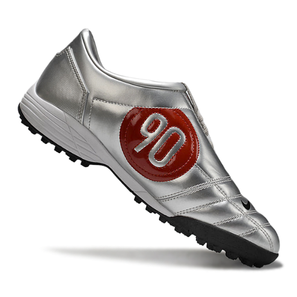 Botas de fútbol Nike Total 90 III Turf TF color plata, negro y rojo