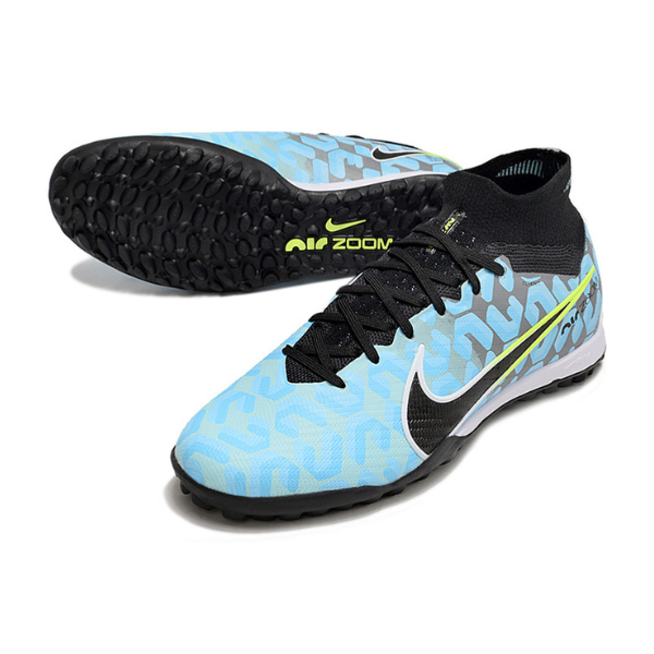 Nike Zoom Mercurial Superfly 9 Elite Light Blue and Black Turf TF Football Boot