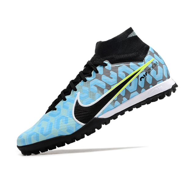 Nike Zoom Mercurial Superfly 9 Elite Light Blue and Black Turf TF Football Boot