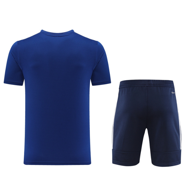 Conjunto de entrenamiento azul Adidas: camiseta y pantalón corto 