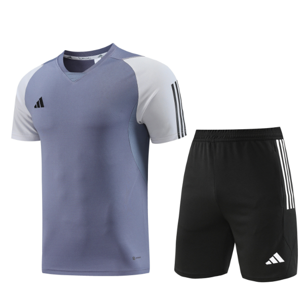 Conjunto de entrenamiento gris Adidas: camiseta y pantalones cortos 