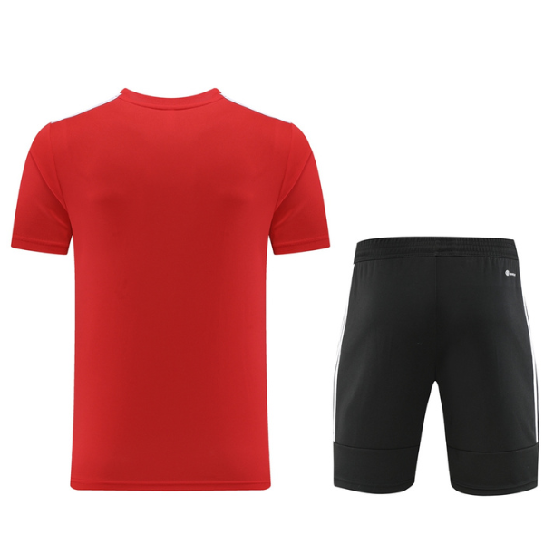 Conjunto de entrenamiento Adidas rojo y negro: camiseta y pantalones cortos 