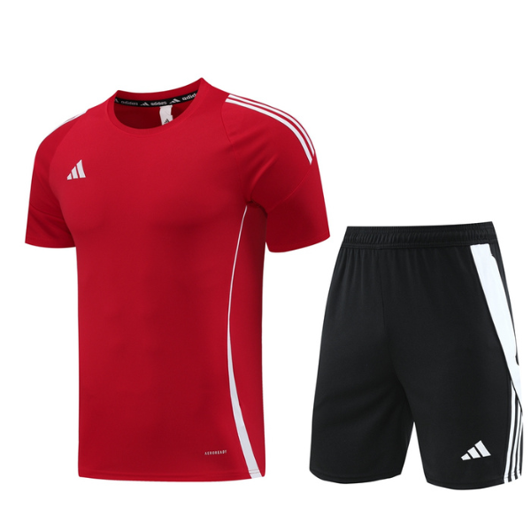 Adidas Red and Black Training Set T-Shirt and Shorts