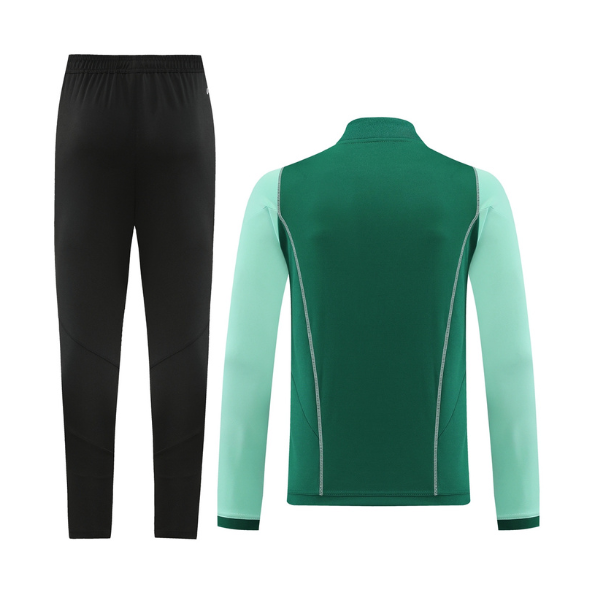 Conjunto de camiseta y pantalones con cremallera de un cuarto de Adidas Green Cold