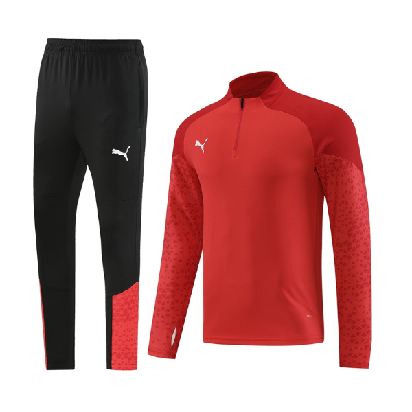 Puma Red Cold Set Quarter-Zip Top and Pants 