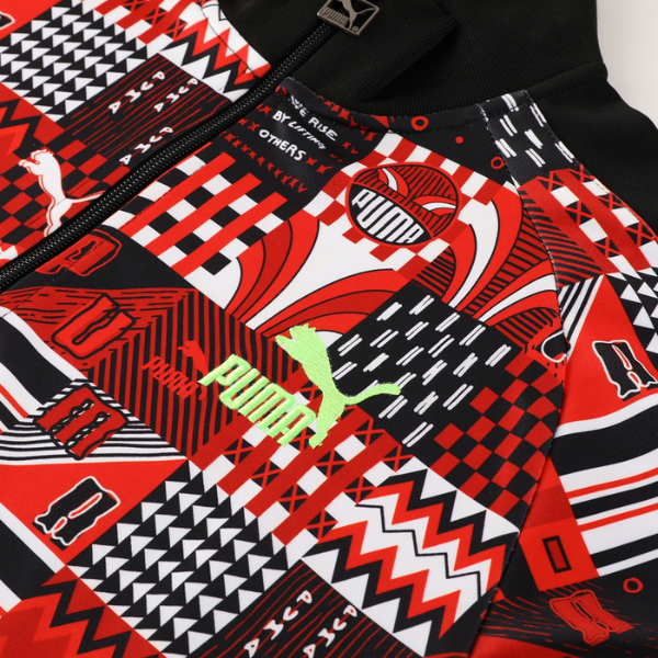 Puma Black Red and Gray Cold Set Jacket and Pants 