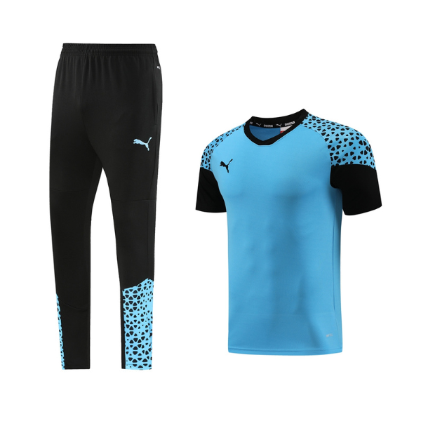 Puma Training Set Light Blue and Black Training Set T-Shirt and Pants 
