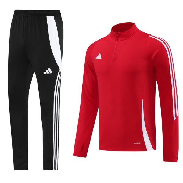 Adidas Red and Black Cold Set Quarter-Zip Top and Pants