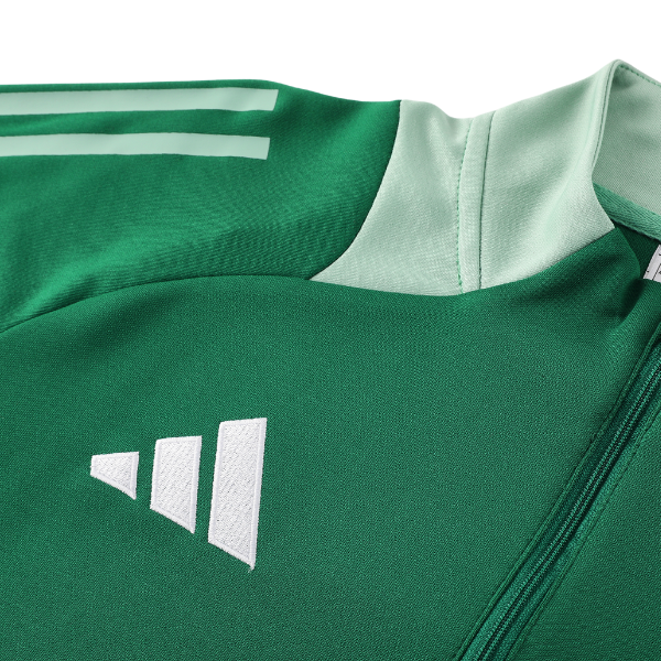 Adidas Cold Set - Camiseta y pantalones con cremallera de un cuarto en verde y negro