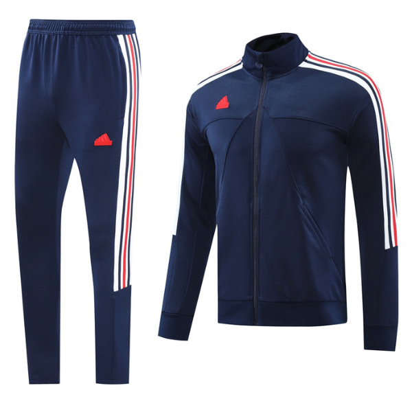 Chaqueta y pantalón Adidas azul oscuro, blanco y rojo Cold Set 