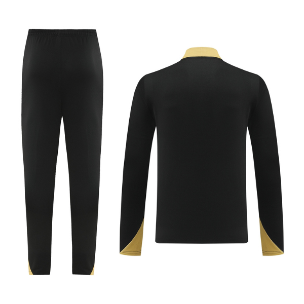 Conjunto Nike Cold Set negro y amarillo con cremallera de un cuarto y pantalones 