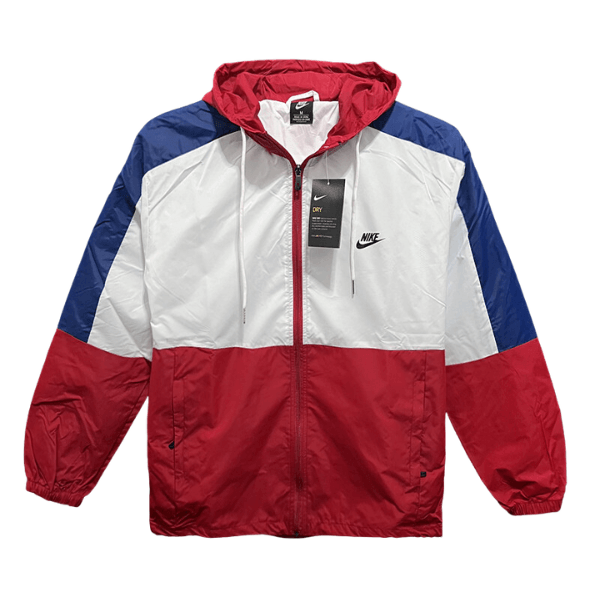 Nike White and Red Windbreaker Jacket 