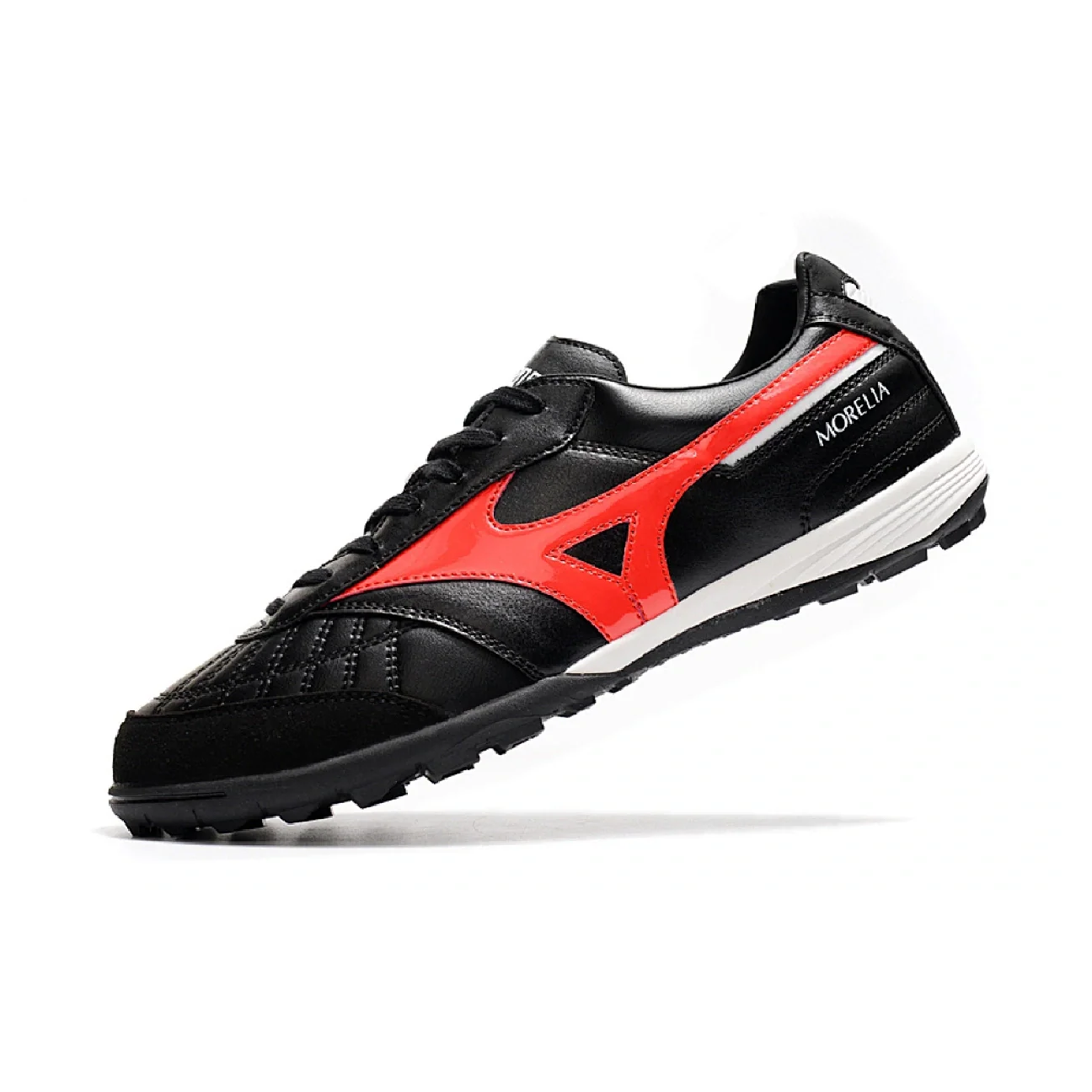 Botas de fútbol Mizuno Morelia Sala Turf TF, color negro, rojo y blanco